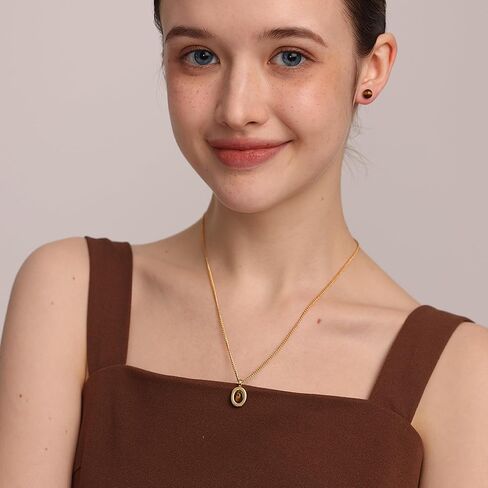 قلادة من حجر عين النمر البيضاوي من كاولين، كريستال شفاء 14 قيراط سلسلة مطلية بالذهب عيار 14 قيراط، حجر محظوظ مصنوع يدويًا، هدايا مجوهرات رائعة للنساء والفتيات in Kuwait