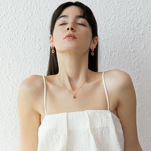 قلادة من حجر عين النمر البيضاوي من كاولين، كريستال شفاء 14 قيراط سلسلة مطلية بالذهب عيار 14 قيراط، حجر محظوظ مصنوع يدويًا، هدايا مجوهرات رائعة للنساء والفتيات in Kuwait