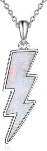 AINFQY Lightning Bolt Necklace 925 Sterling Silver White Opal Thunder/Reversible Boomerang Pendant Dainty Minimalist Flash/Darts Jewelry Gift for Women Girls in Saudi Arabia
