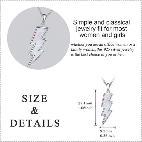 AINFQY Lightning Bolt Necklace 925 Sterling Silver White Opal Thunder/Reversible Boomerang Pendant Dainty Minimalist Flash/Darts Jewelry Gift for Women Girls in Saudi Arabia