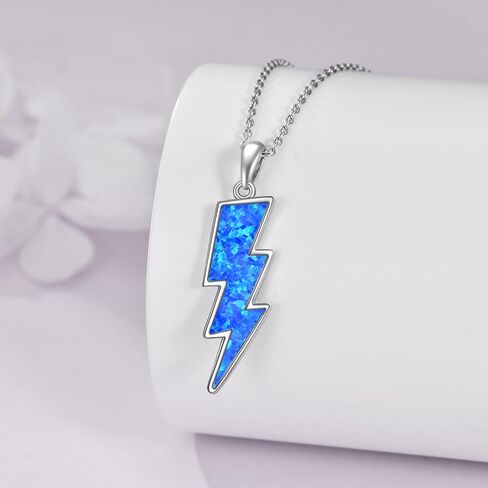 AINFQY Lightning Bolt Necklace 925 Sterling Silver White Opal Thunder/Reversible Boomerang Pendant Dainty Minimalist Flash/Darts Jewelry Gift for Women Girls in Saudi Arabia