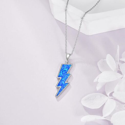 AINFQY Lightning Bolt Necklace 925 Sterling Silver White Opal Thunder/Reversible Boomerang Pendant Dainty Minimalist Flash/Darts Jewelry Gift for Women Girls in Saudi Arabia