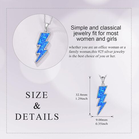 AINFQY Lightning Bolt Necklace 925 Sterling Silver White Opal Thunder/Reversible Boomerang Pendant Dainty Minimalist Flash/Darts Jewelry Gift for Women Girls in Saudi Arabia