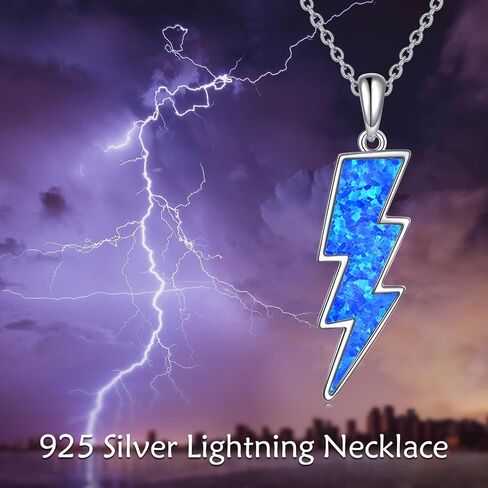 AINFQY Lightning Bolt Necklace 925 Sterling Silver White Opal Thunder/Reversible Boomerang Pendant Dainty Minimalist Flash/Darts Jewelry Gift for Women Girls in Saudi Arabia