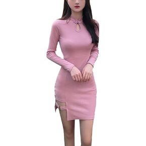Women's Sexy Open Bust Bodycon Mini Dress Chinese Style Mandarin Collar Hollow Out Modern Cheongsam Qipao Party Dress