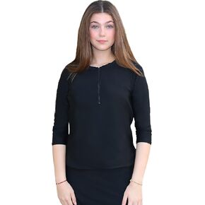 Tznius Shirt Rash Guard 3/4 Sleeve w/Zipper for Woman- Modest Shirt Swimsuit for Swim in Kuwait
