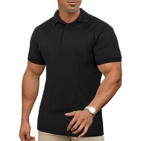 KAWATA Men's Muscle Polo Shirts Dry Fit Short Sleeve Stretch Slim Fit T Shirts Workout Golf Shirt
