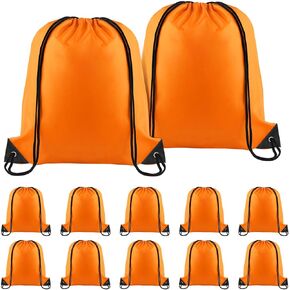 NACHLYNN 12 Pieces Drawstring Backpack Bulk DIY Drawstring Bags Nylon Draw String Sport Bag Tote Sackpack Sports Bag for Boys Girls Women Men Gym Sport Trip, White