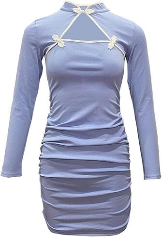 المرأة مثير مفتوح التمثال Bodycon فستان قصير النمط الصيني اليوسفي طوق الجوف خارج الحديثة شيونغسام تشيباو فستان الحفلات in Kuwait