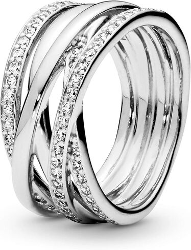 Pandora Sparkling & Polished Lines Entwined Ring - Ring for Women - Gift for Her, With Gift Box in Kuwait