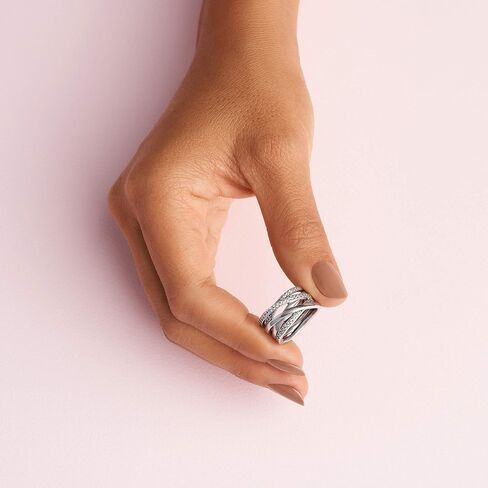 Pandora Sparkling & Polished Lines Entwined Ring - Ring for Women - Gift for Her, With Gift Box in Kuwait