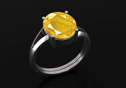 LMDPRAJAPATIS Natural 7.25 Rati / 6.50 Carat Astrological Yellow Sapphire Pukhraj Gemstone Birthstone 925 Sterling Silver Adjustable Ring for Men Or Women in Saudi Arabia