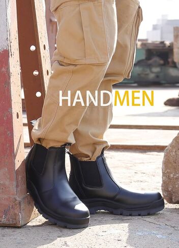 HANDMEN Work Boots for Men, Composite/Soft Toe Waterproof Working Boots, Slip Resistant Anti-Static Slip-on Safety Working Shoes 8 9 10 11 12 13 in Kuwait