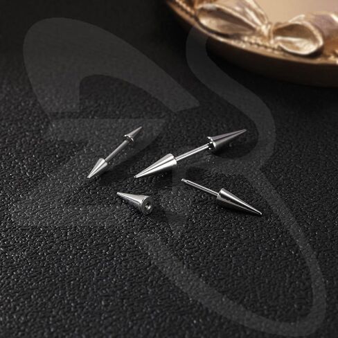 ZS 18Pcs Spike Eyebrow Piercing Jewelry, 16G Curved Barbell Vertical Labret Lip Rings, Spike Tragus Helix Earrings Rook Nose Bridge Rings for Women Men in Saudi Arabia