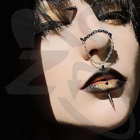 ZS 18Pcs Spike Eyebrow Piercing Jewelry, 16G Curved Barbell Vertical Labret Lip Rings, Spike Tragus Helix Earrings Rook Nose Bridge Rings for Women Men in Saudi Arabia
