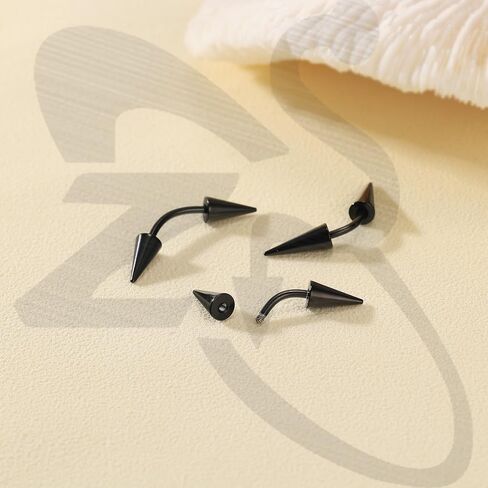 ZS 18Pcs Spike Eyebrow Piercing Jewelry, 16G Curved Barbell Vertical Labret Lip Rings, Spike Tragus Helix Earrings Rook Nose Bridge Rings for Women Men in Saudi Arabia
