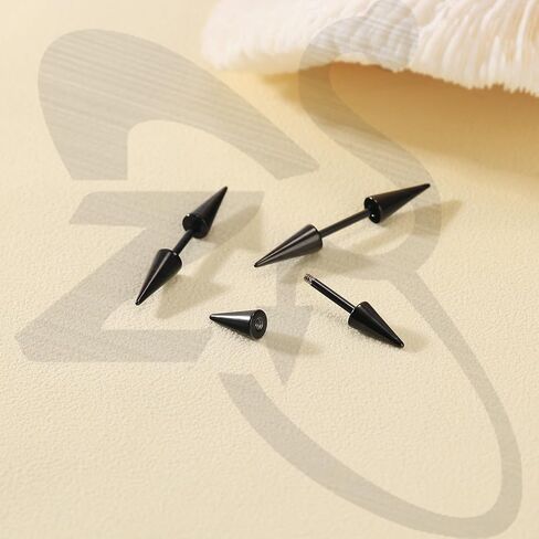 ZS 18Pcs Spike Eyebrow Piercing Jewelry, 16G Curved Barbell Vertical Labret Lip Rings, Spike Tragus Helix Earrings Rook Nose Bridge Rings for Women Men in Saudi Arabia
