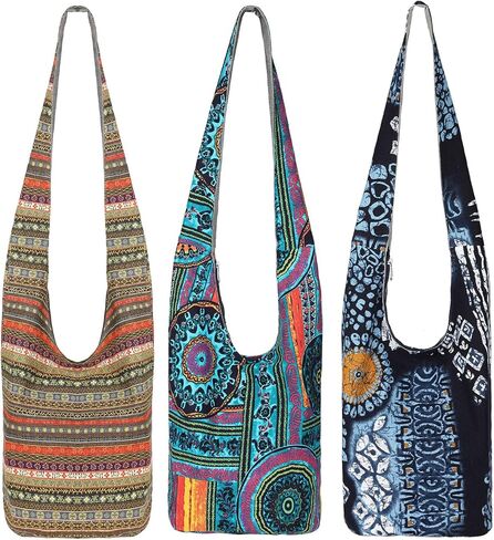 Cunno 3 Pieces Boho Bags for Women Crossbody Hippie Handbags Bohemian Hippie Bags Ethnic Style Bag Lady's Hippie Crossbody Shoulder Bag Women Tourist Handbag for Women Men Unisex in Saudi Arabia