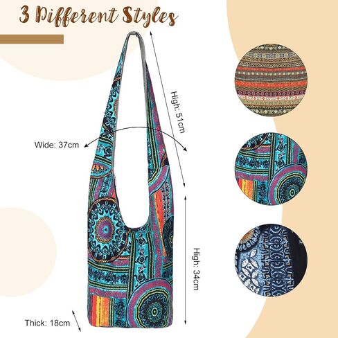 Cunno 3 Pieces Boho Bags for Women Crossbody Hippie Handbags Bohemian Hippie Bags Ethnic Style Bag Lady's Hippie Crossbody Shoulder Bag Women Tourist Handbag for Women Men Unisex in Saudi Arabia