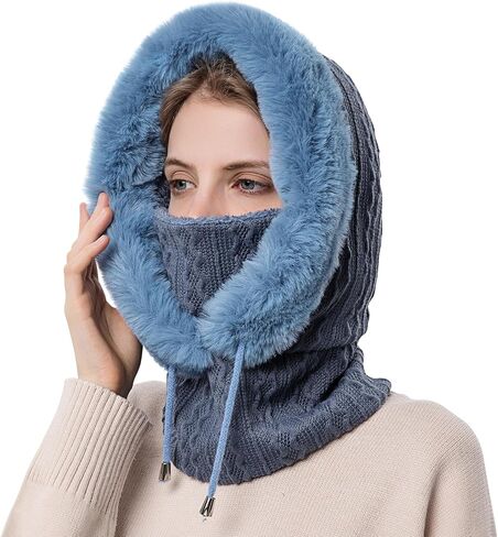 TAGVO Ski Mask for Women Warm Fleece Balaclava Wind-Resistant Winter Face Mask Warm Face Cover Hat Cap Scarf in Kuwait