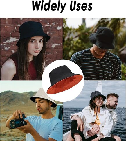 Oversize XXL Cotton Bucket Hat, Unisex Reversible Trendy Fisherman Hats, Double Side Wear Fishing Hat Summer Sun Hat in Kuwait
