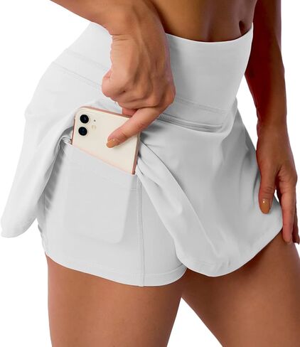 تنورة MEIVSO للسيدات عالية الخصر للتنس، ورياضات الجولف والجري، وشورت مدمج in Kuwait