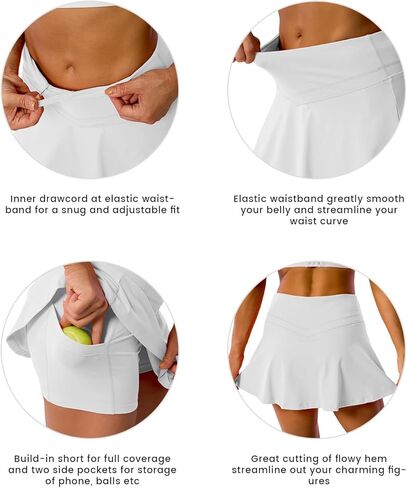 تنورة MEIVSO للسيدات عالية الخصر للتنس، ورياضات الجولف والجري، وشورت مدمج in Kuwait