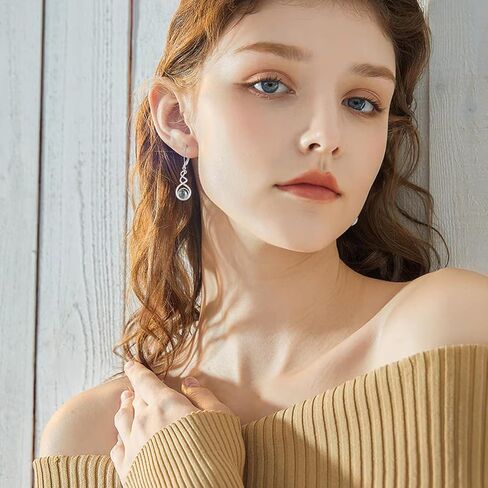 Spiral Dangle Earrings Sterling Silver Black Onyx/Peridot/Pink Cat Eye Stone/Lapis Lazuli/Turquoise/Moss Agate/Moonstone/Amethyst Leverback Earrings Jewelry Birthday Christmas Gifts for Women Girls in Kuwait