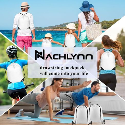 NACHLYNN حقيبة ظهر برباط باللون الأزرق الملكي 12 قطعة حقيبة حمل حقيبة برباط DIY حقيبة رياضية من النايلون حقيبة رياضية للأولاد والبنات والنساء والرجال في صالة الألعاب الرياضية in Saudi Arabia