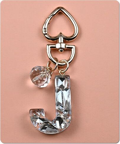 Initial Letter Keychain Bling Gifts for Women Girls Backpack Bag Charm Accessories Cute Heart Crystal wallet Car keyring in Saudi Arabia