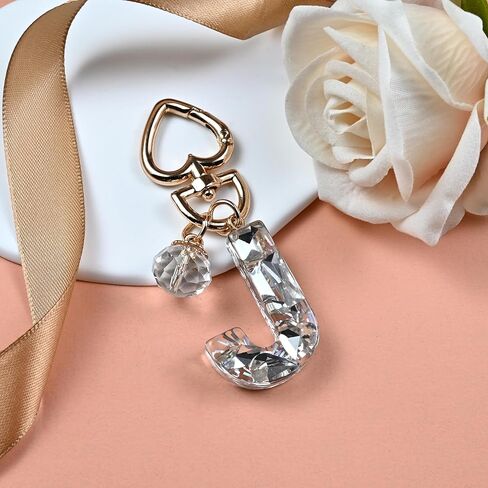 Initial Letter Keychain Bling Gifts for Women Girls Backpack Bag Charm Accessories Cute Heart Crystal wallet Car keyring in Saudi Arabia