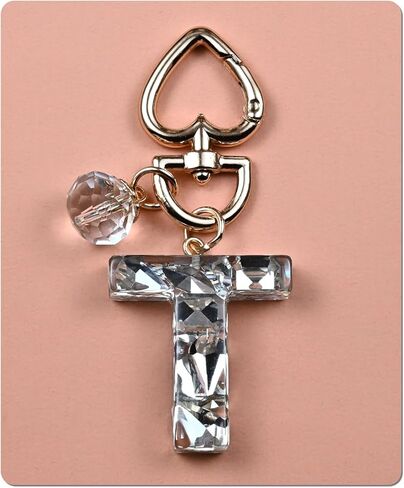 Initial Letter Keychain Bling Gifts for Women Girls Backpack Bag Charm Accessories Cute Heart Crystal wallet Car keyring in Saudi Arabia