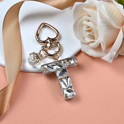 Initial Letter Keychain Bling Gifts for Women Girls Backpack Bag Charm Accessories Cute Heart Crystal wallet Car keyring in Saudi Arabia