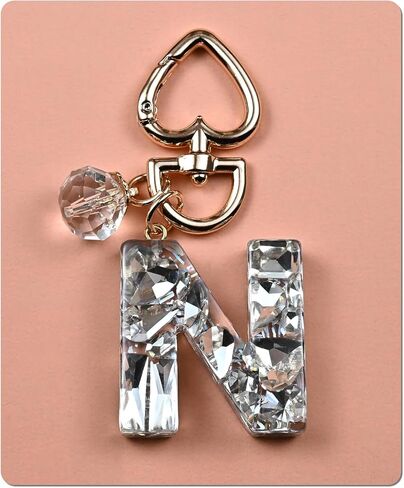 Initial Letter Keychain Bling Gifts for Women Girls Backpack Bag Charm Accessories Cute Heart Crystal wallet Car keyring in Saudi Arabia