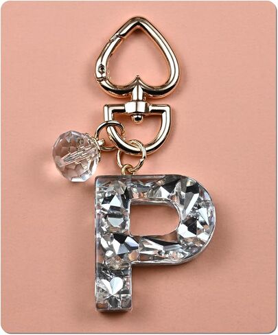 Initial Letter Keychain Bling Gifts for Women Girls Backpack Bag Charm Accessories Cute Heart Crystal wallet Car keyring in Saudi Arabia