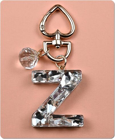 Initial Letter Keychain Bling Gifts for Women Girls Backpack Bag Charm Accessories Cute Heart Crystal wallet Car keyring in Saudi Arabia