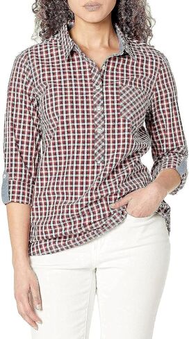 Tommy Hilfiger Women's Blouse Casual Check Roll Tab Long Sleeve in Saudi Arabia