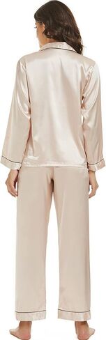 آنا آند كريس بيجامة من الحرير الساتان مجموعة للنساء زر أسفل ملابس خاصة 2 قطعة Pjs مجموعات طويلة الأكمام المطبوعة المرأة المتسكعون مجموعة in Kuwait