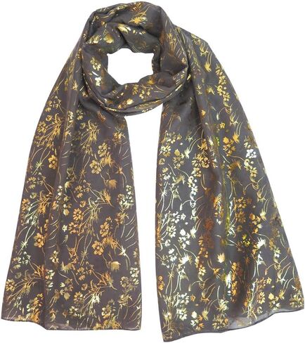 وشاح شال حجاب بنقشة الزهور اللامعة باللون الذهبي من Lina & Lily in Saudi Arabia