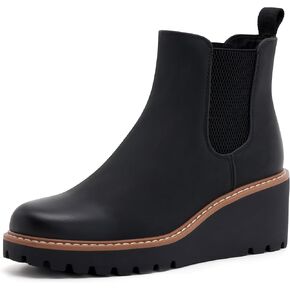 أحذية Vodvob النسائية للكاحل بكعب عريض وأحذية طويلة مرنة بمنصة تشيلسي سهلة الارتداء ونعل عريض in Kuwait