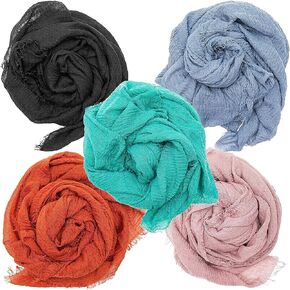 Zodaca Shawl Head Wrap, Hijab Scarf for Women in 5 Colors (70 x 36 In, 5 Pack) in Kuwait