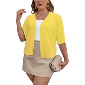 Women's Short Sleeve Cardigan Knit Sweaters Cropped Open Front Shrug Bolero
