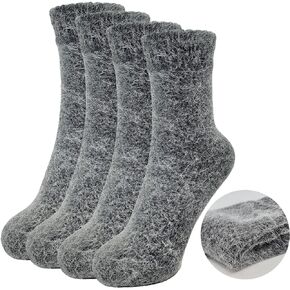 MIMIsPICK 2 Pairs Plain Fuzzy Fluffy Angora Wool winter warm and soft women's socks, Christmas gift