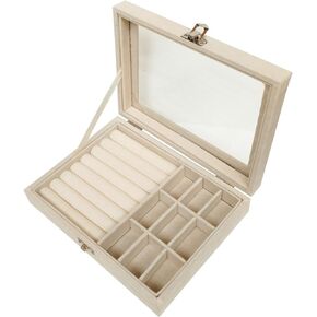 Jemjosh Clear Lid Velvet Jewelry Organizer Box with 9 Grids and 8 Slots for Rings Earrings Necklaces Tray Display Case, Black in Kuwait