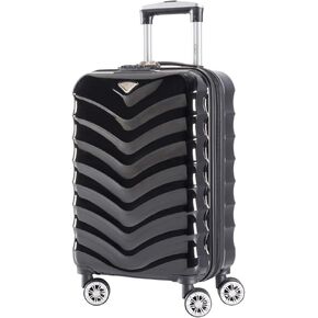 Flight Knight Lightweight 8 Wheel ABS/Polycarbonate Suitcases Cabin Carry On Hand Luggage Approved For Over 100 Airlines - Cabin Black Gloss FFK06_BKGL_S in Kuwait