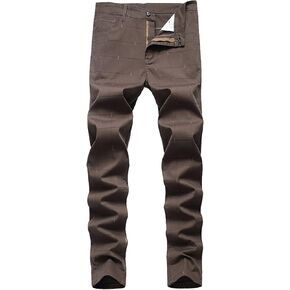 بنطال NEWSEE تشينو ضيق منقوش بمقدمة مسطحة ومطاط بقصة ضيقة وأنيقة كاجوال للعمل in Kuwait