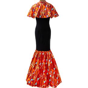 HongyuAmy Women's African Ankara Outfits Attire Kente Print Dresses in Kuwait