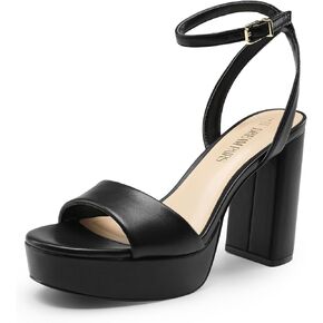 DREAM PAIRS Platform High Heels for Women Chunky Round Open Toe Ankle Strap Stylish Heeled Sandals for Party Prom Wedding