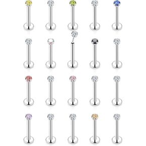 Vsnnsns 20G 18G 16G Push in Lip Rings Stainless Surgical Steel Labret Jewelry Monroe Lip Rings Nail Cartilage Tragus Helix Earrings Studs Nose Ring Medusa Piercing Jewelry For Women Men 20Pcs CZ in Kuwait