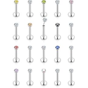 Vsnnsns 20G 18G 16G دفع في حلقات الشفاه الفولاذ المقاوم للصدأ الجراحية مجوهرات Labret مونرو خواتم الشفاه مسمار الغضروف الزنمة الحلزون أقراط ترصيع الأنف الدائري ميدوسا ثقب المجوهرات للنساء الرجال 20 قطعة تشيكوسلوفاكيا in Kuwait
